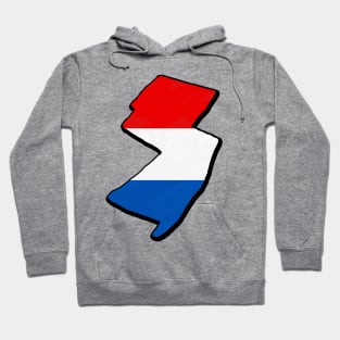 Red, White, and Blue New Jersey Outline Hoodie